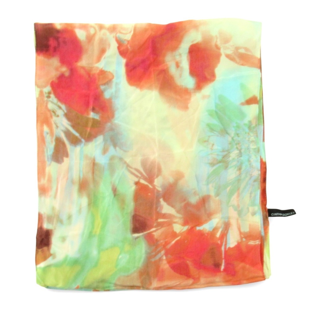 CYNTHIA ROWLEY Elegant SILK Floral Print WATERCOLORS Rectangle SCARF/NECK TIE